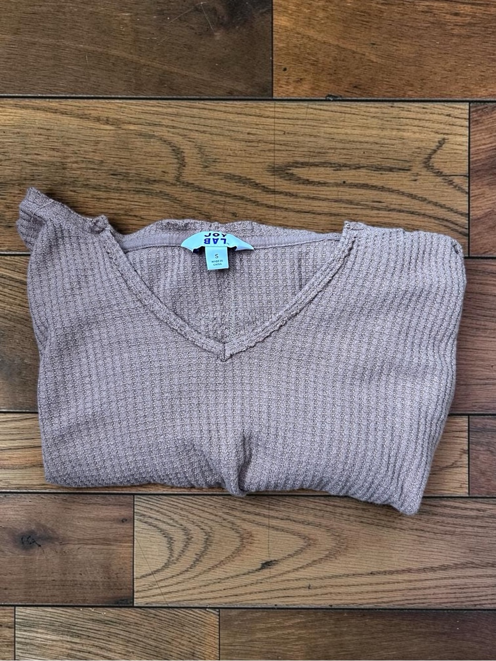 JoyLab Target Women’s Mauve Waffle Knit Cropped V Neck Sweater Size Small